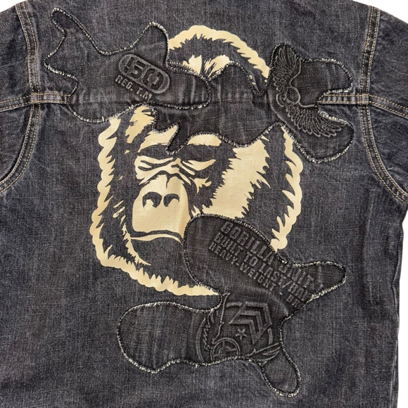 Boys 50 cent G-Unit Denim Jacket Size 7 Black Jean y2k retro - Picture 3 of 10